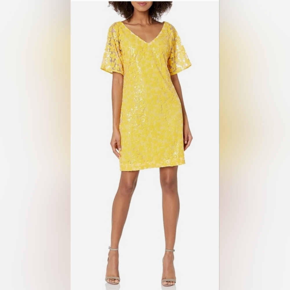 Trina Turk Women's Volcano V Neck Short Sleeve Sequin Dress Size‎ 8. #340
